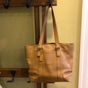 Leather coach tote bag